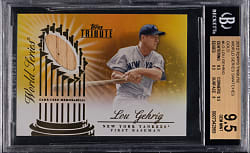 2012 Topps Tribute Lou Gehrig World Series Swatches Game-Used Bat Gold #15/15 BGS GEM MINT 9.5