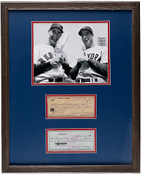 Joe DiMaggio & Ted Williams Signed Check Framed Display