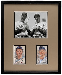 Joe DiMaggio & Ted Williams Signed Perez-Steele Postcard Framed Display - Both Full JSA