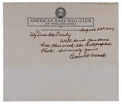 1944 Connie Mack Signed Handwritten Letter on Philadelphia Athletics Letterhead - Full PSA/DNA LOA