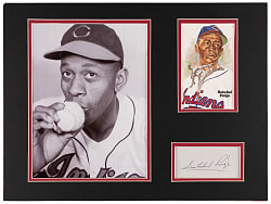 Satchel Paige Signed Index Card Matted Display with Full PSA