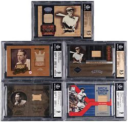 2002-2004 Lou Gehrig Game-Used Relic Collection (5) - Al BGS MINT 9 or GEM MINT 9.5