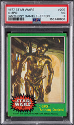 1977 Topps Star Wars #207 C-3PO (Anthony Daniels) Error PSA VG 3