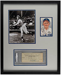 1942 Herb Pennock Signed Check in Framed Display PSA NM 7