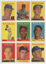 1958 Topps Collection (169) with Several Hall of Famers & Stars Including Aaron, Koufax, Mantle, Maris RC, Mays & T. Williams