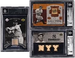 2005-2007 Upper Deck Product Lou Gehrig Game-Used Trio - All BGS NM-MT+ 8.5 or MINT 9