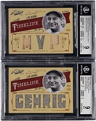 2012 Playoff Prime Cuts Timeline Materials Lou Gehrig BGS MINT 9 Graded Pair - Both #/25