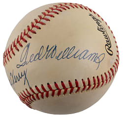 Ted Williams & Bill Terry Dual-Signed ONL/Feeney Baseball - PSA/DNA Sticker