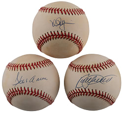 Hank Aaron, Kirby Puckett & Mark McGwire Single-Signed Baseball Trio - Each with Full JSA LOA