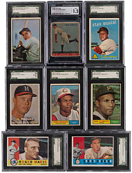 1933-1989 Hall of Fame & Star Collection (14) with (8) Graded Including Clemente, Maris & Musial