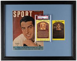 Joe DiMaggio & Mickey Mantle Signed Yellow Hall of Fame Postcard Pair - Both Certified