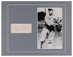 Eddie Cicotte Signed and Inscribed Index Card in Matted Display - Full JSA LOA