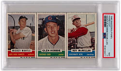 1960 Bazooka Panel Mickey Mantle/Glen Hobbie/Roy McMillan Hand Cut PSA NM 7