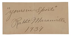 1937 Rabbit Maranville Large Cut Signature with Date/Inscription - Full JSA LOA