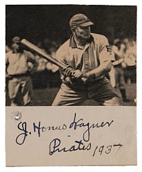 Honus Wagner Signed & Dated Photograph Cut with "Pirates" Inscription Plus Full JSA