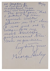George Sisler 1949 "Most Thrilling Experience" Handwritten Signed Letter with 1915 Walter Johnson Content