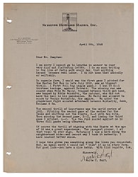 Waite Hoyt 1948 "Most Thrilling Experience" Typed Letter Signed with 1919 1st Big League Game Including Ty Cobb Brawl Content