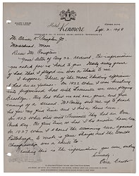 Earle Combs 1948 "Most Thrilling Experience" Signed Handwritten Letter with 1927 World Series Winning Run Content