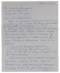 Hal Schumacher 1979 "Most Thrilling Experience" Signed Handwritten Letter Response with 1936 World Series Content About Pitching to Gehrig, DiMaggio, Dickey with Bases Loaded!