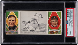 1912 T202 Hassan Triple Folder "Ty Cobb Steals Third" Ty Cobb/Hughie Jennings PSA GOOD 2