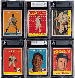 1958 Topps Hall of Fame & Star BVG Graded Group (6) with Cepeda Rookie, Mantle, Mays & T. Williams