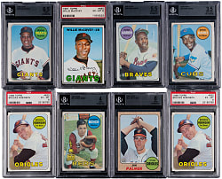 1967-1969 Topps Hall of Fame & Star Graded Collection (16) with Aaron, Bench & Mays