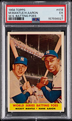 1958 Topps #418 Mickey Mantle/Hank Aaron World Series Batting Foes PSA EX 5