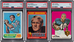 1968-1971 Topps Football Hall of Fame PSA Graded Trio with Terry Bradshaw & Bob Griese Rookies