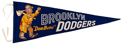 Extremely Rare 1950s Brooklyn Dodgers Three-Dimensional Pennant with Brooklyn Bum Mascot