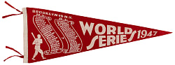 1947 Brooklyn Dodgers vs. New York Yankees World Series Double Scroll Pennant with Jackie Robinson & Joe DiMaggio!