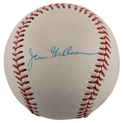 Jim Gilliam Single-Signed Catfish Hunter All-Star Baseball