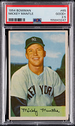 1954 Bowman #65 Mickey Mantle PSA GOOD+ 2.5