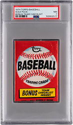 1974 Topps Unopened Wax Pack with Bonus Team Checklist PSA NM 7