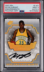 2007-2008 SPx Basketball Endorsements Kevin Durant Signed Rookie PSA MINT 9/Auto 9