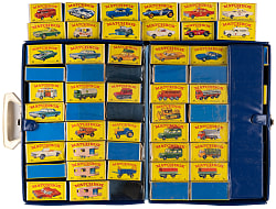 1965-1968 Matchbox 1-75 Series Collection (80) in Original E Series Factory Boxes with (2) 1966 Carrying Cases