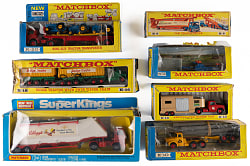 1960s-1980s Matchbox K Series Collection in Original Factory Boxes (23) with K-20 King Size Tractor Transporter