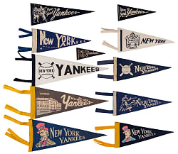 1940s-1960s New York Yankees Mini Pennant Collection (12) with Souvenir Bat & Tougher Examples
