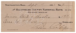 1917 Calvin Coolidge Signed Check with Beckett LOA
