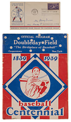 1939 Baseball Centennial Program Signed By (4) Plus 1939 First Day Cover
