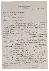 1949 Charles "Kid" Nichols Handwritten and Signed "Most Thrilling Experience" Letter - Championships and Hall of Fame - Full JSA