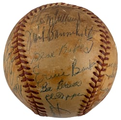 1954 Chicago Cubs Team-Signed ONL/Giles Baseball with (25) Signatures Including Rookie Year Ernie Banks!