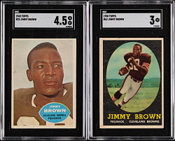 1958 & 1960 Topps Football Jim Brown SGC Graded Pair with Rookie