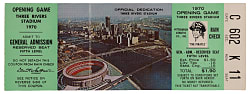 July 16, 1970 Pittsburgh Pirates vs. Cincinnati Reds Full Ticket - Inaugural Game Three Rivers Stadium/Tony Perez & Willie Stargell Home Runs!