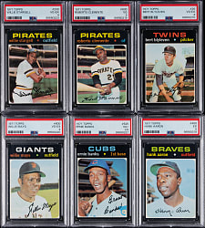 1971 Topps Hall of Fame PSA Graded (6) with Aaron, Clemente & Mays