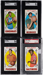 1969-1970 Topps Basketball Hall of Famer Graded Quartet with #25 Kareem Abdul-Jabbar Rookie