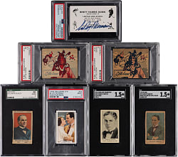 1919-1960s Non-Sport Collection (7) with (2) Charlie Chaplin & Leroy Neiman Signed Business Card - All PSA/SGC Graded