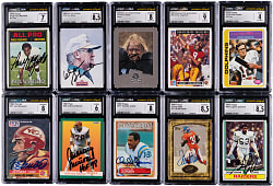 1974-2002 Football Hall of Fame Signed Card CGC/JSA Graded Collection (10) with A. Davis, Shula & Stabler