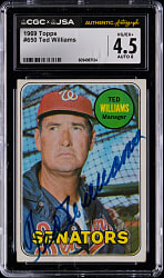 1969 Topps #650 Ted Williams CGC/JSA VG/EX+ 4.5 with Auto Grade 8