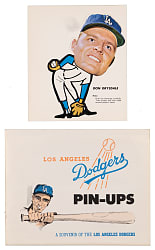 1963 Los Angeles Dodgers Pin-Ups Near Complete Set (6/10) with (5) PSA Graded Plus Don Drysdale & Original Envelope