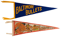 Circa 1940s-1970s Baltimore, Capital & Washington Bullets Pennants (5) with Rare ABL/BAA Style Example